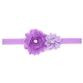 Purple baby headband with fabric flowers, white faux pearl and rhinestone detail - Light Purple