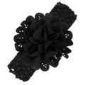 Fascia elastica per neonati con grande fiore nero all'uncinetto e dettagli traforati a onda - Nero
