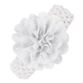 Elastic hollow wave baby headband in white with large lace flower for photography - White