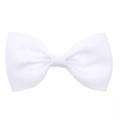 Classic white grosgrain ribbon bow hair clip for children with ribbed fabric texture - White