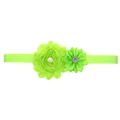 Neon green baby flower headband with chiffon petals, faux pearl and rhinestone accents - Fluorescent Green