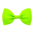 Neon green grosgrain ribbon bow hair clip with textured ribbed finish for girls - Grass Green