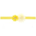 Bright yellow baby headband with handmade satin floral decor and pearl accents - Cream and Yellow