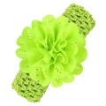 Neon green baby headband with hollow wave mesh and large 3D fabric flower detail - Fluorescent Green