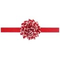 Fascia per neonati rossa elastica con fiore in chiffon a quadretti rossi e bianchi - Fiore Gingham Rosso Bianco Fascia Rossa (SD022-2)