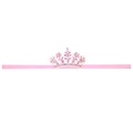 Diadema elástica para bebé con corona de princesa plateada y brillantes rosas - Rosa