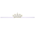 Diadema elástica infantil con corona plateada, cristales azul claro y cinta morada - Plateado
