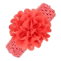 Elastic red baby headband with hollow wave pattern and oversized lace flower decoration - Watermelon red