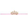 Diadema elástica rosa para bebé con decoración de corona dorada y strass brillante - Dorado