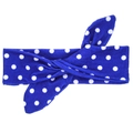 Elastic cotton baby headband with royal blue white polka dot and bunny ear design - Adult / Royal Blue Polka Dot (Adult)
