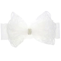 Elegante fascia in pizzo bianco con perle e strass per neonate e bambine - Bianco