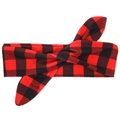 Red and black buffalo plaid baby headband with cute rabbit ear knot design - Adult / Red & Black Plaid (Adult)
