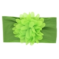 Fascia per capelli neonata in nylon elastico con grande fiore di chiffon verde stratificato - Verde
