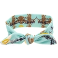 Light blue bunny ear baby headband featuring a vintage floral pattern and bow knot - Kids / Turquoise Blue (Child)