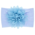 Fascia per neonati in nylon morbido con un grande fiore in chiffon azzurro - Blu