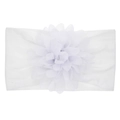 Fascia bianca in nylon per neonati con un grande fiore in chiffon a più strati - Bianco