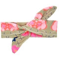 Olive green floral cotton baby headband with bunny ears and pink flower patterns - Adult / Light Coffee (Adult)