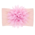 Bandeau bébé avec grande fleur dahlia en mousseline rose et ruban nylon extensible - Rose