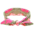 Floral baby headband with rabbit ears design in sage green and pink cotton fabric - Kids / Light Coffee (Child)