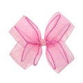 Rosa Organza-Haarschleife für Mädchen mit silbernem Glitzer und einem Ripsband-Zentrum - Rosa