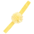 Elastic baby headband in bright yellow featuring a layered mesh ruffled flower - Yellow