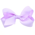 Lavender purple grosgrain ribbon bow hair clip for children with ribbed texture detail - Purple