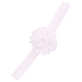Elegant white satin flower headband for babies with soft elastic knitted fabric band - White