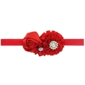 Fascia elastica per neonati con rose rosse in seta e centri in strass lucidi - Rosso