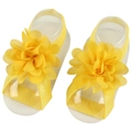 Baby Barfuß-Sandalen mit leuchtend gelben Chiffon-Blumen und Spitzenbändern - Gelb