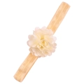 Bandeau élastique pour bébé avec grande fleur en satin et maille multicouche beige crème - Blanc Lait
