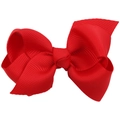 Vibrant red 8cm grosgrain ribbon hair bow clip with a secure metal duckbill attachment - Red