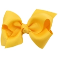 8cm vibrant yellow grosgrain ribbon bow hair clip for girls with ribbed texture - Yellow