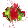 Fascia natalizia per bambini con piume rosse e fiocco con motivo di renna bianca - 2#