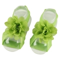 Sandales pieds nus bébé en mousseline vert citron avec bandeau en dentelle élastique - Vert Herbe