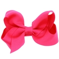 Rose red grosgrain ribbon bow hair clip with textured layered design for girls - Rose Red