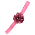 Bandeau élastique rose pour bébé avec rose en satin et détails de fleurs en dentelle - Vieux rose