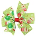 Christmas bow hair clip with green snowflake and colorful glove patterns for children - Green Festive Gloves Style (6#)
