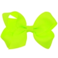 Neon yellow grosgrain ribbon bow hair clip for toddlers in minimalist solid color style - Fluorescent Green