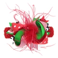 Fascia natalizia per bambini con piume rosse e fiocchi a motivi multicolore - 3#