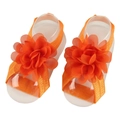 Sandales pieds nus bébé en mousseline orange vif avec bande élastique pour nouveau-né - Orange
