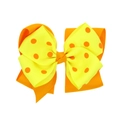 Polka dot layered bow hair clip for girls with yellow ribbon and orange dots - Orange