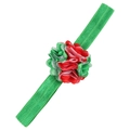 Bandeau élastique vert pour bébés avec décor de fleurs en tissu 3D rouge et vert - Couleurs de Noël
