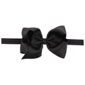 Diadema clásica de 12cm con lazo de cinta grosgrain negro de alta elasticidad para niñas - Negro