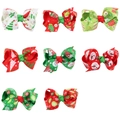 8-teiliges Weihnachts-Haarclip-Set mit bunten Bandschleifen und festlichen Feiertagsmustern - Mehrfarbig Stil B