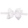 Classic white 12cm grosgrain bow headband for babies with high elasticity band - White