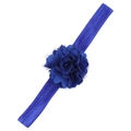 Bandeau élastique bleu roi pour bébé avec fleur en satin et tulle faite à la main - Bleu Saphir