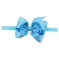 Light blue 12cm grosgrain bow headband for babies with elastic stretch band - Sky Blue