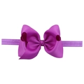 Medium size purple grosgrain ribbon bow headband with elastic band for infants - Dark Purple