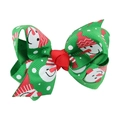 Barrette de Noël pour enfants avec nœud en ruban gros-grain vert et motif bonhomme de neige - Imprimé Bonhomme de Neige Vert (2#)
