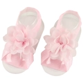 Sandales pieds nus avec fleurs en mousseline rose et bandes élastiques pour bébés - Rose